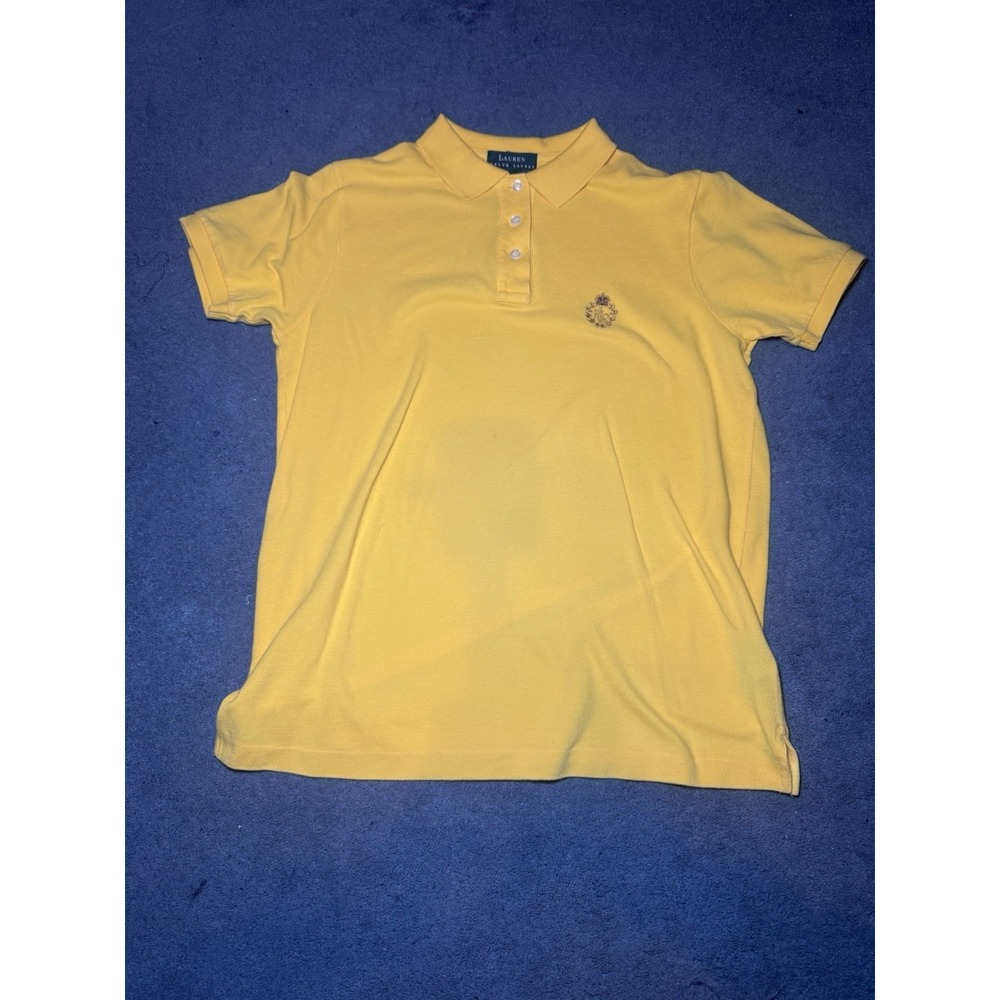 Lauren Ralph Lauren Yellow Polo Shirt Womens Size Small Crest Logo